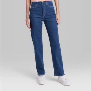 NWT - Women's Super-HighRise Contrast Stitch Straight Leg Jeans - Wild Fable